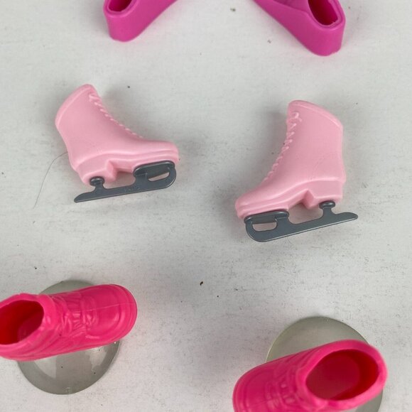 Barbie Type Pink Boots Flipper Skates Gym Shoes Kids Dolls Accessories Lot - Picture 2 of 6